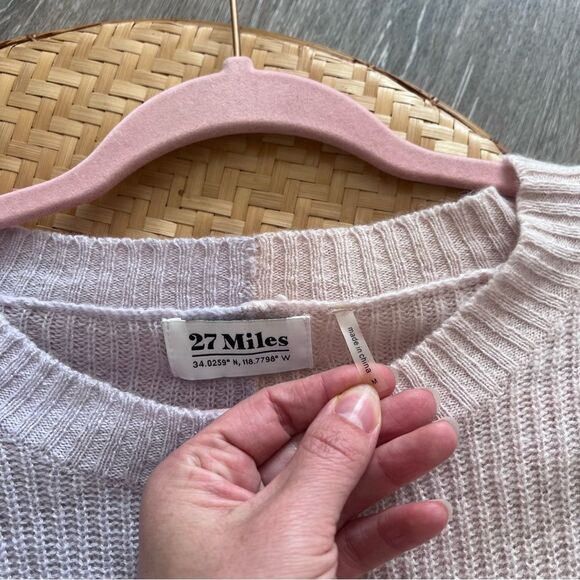 Revolve‎ 27 miles Malibu Arlo Sweater in Rosewater & Periwinkle 100% cashmere M - Picture 3 of 8
